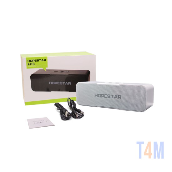 COLUNA BLUETOOTH HOPESTAR H13 3 HIGH BASS USB/TF/AUX/FM/BANCO DE POTÊNCIA PRATA